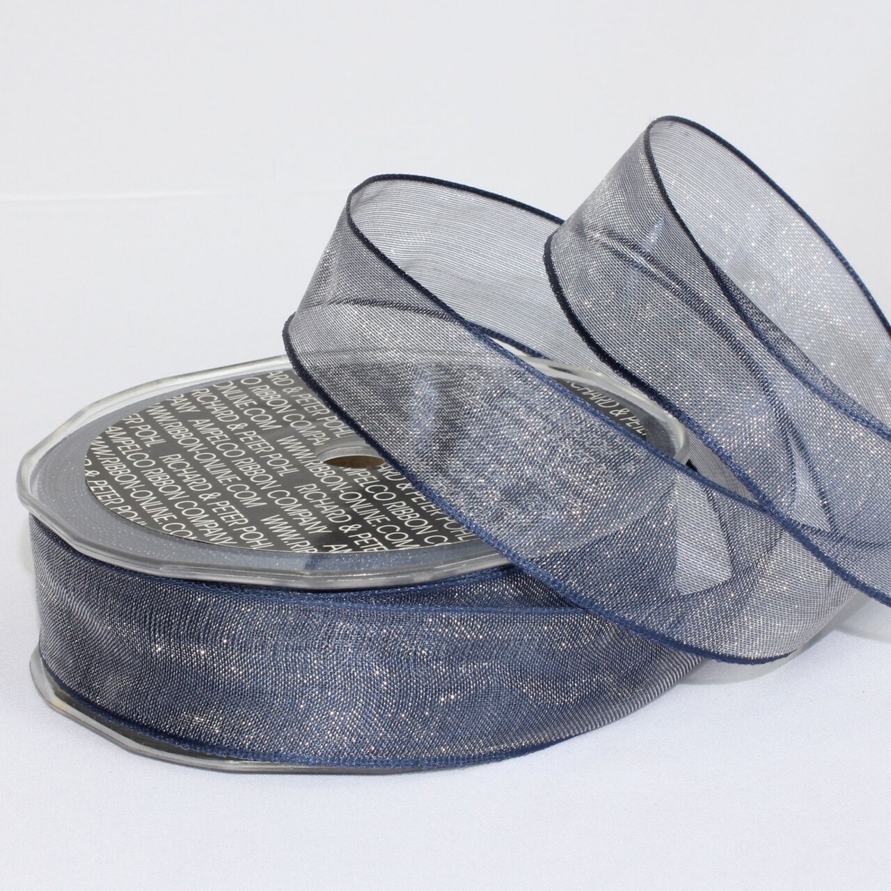 The Ribbon People Shimmering Graphite Gray Crystal Wired Edge Craft Ribbon 1" x 54 Yards